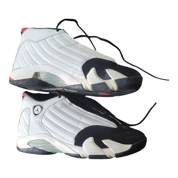 Nike Air Jordan 14 Retro Black Toe Mens Sneakers White 487471-102 High Top 12M - Picture 6 of 12